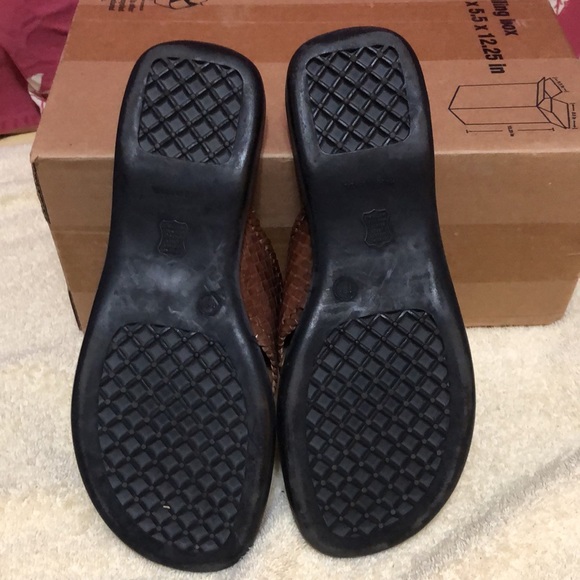 Vintage Faded Glory Morocco Brown Leather Flip Flops Size 10 - Picture 4 of 5